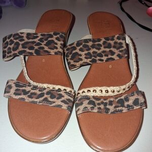 Italian Made Leopard Print Wedge Sandals